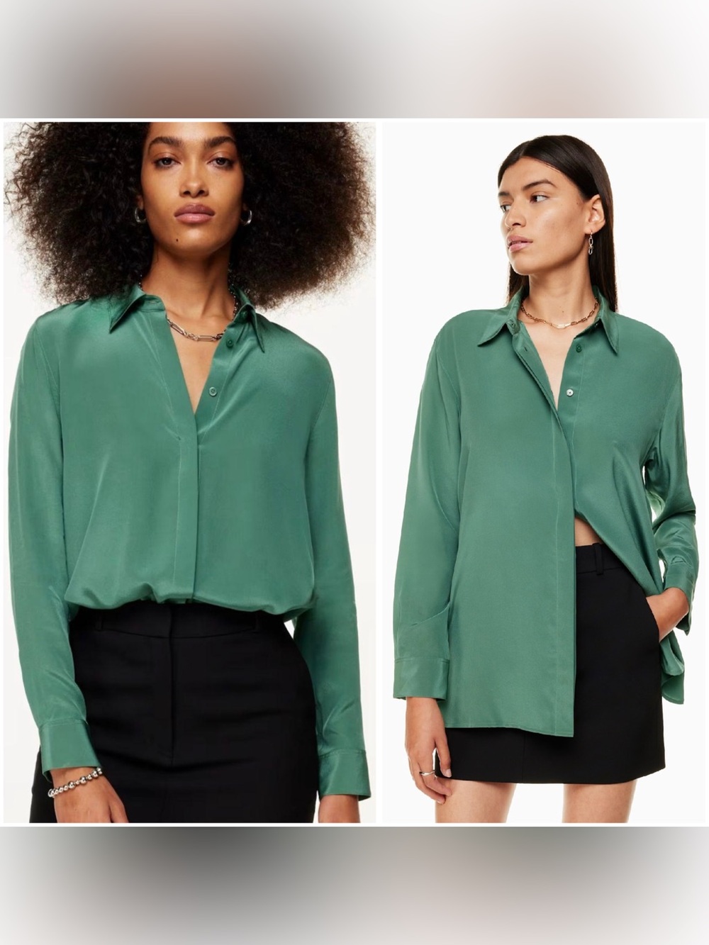 ARITZIA Babaton 100% Silk Preppy Business Casual City-Chic Button Down Blouse M